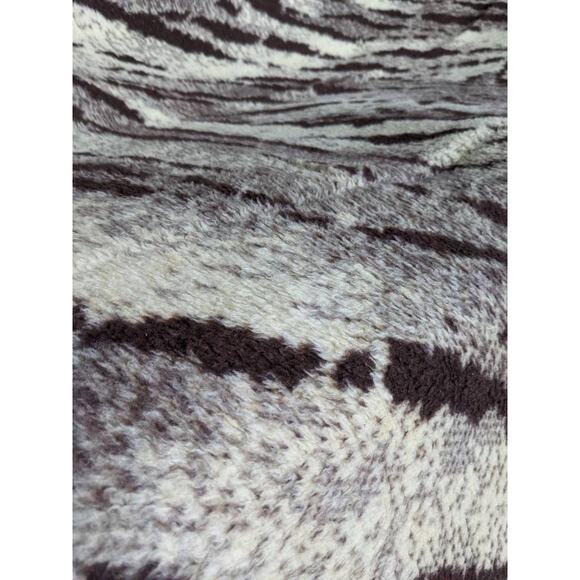 vintage KITTY CAT Print Reversible BLANKET fleece cream brown animal print - Picture 8 of 9